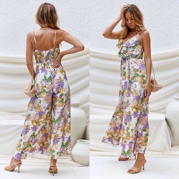 🆕 PURPLE MULTI FLORAL PRINT JUMPSUIT! - Picture 2 of 11